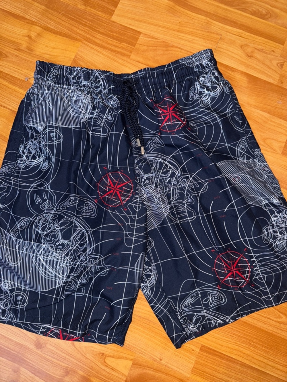 Vilebrequin Okoa Sonar print men’s lg navy blue swim trunks/ shorts